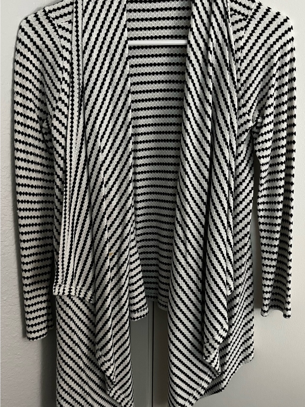 Lily White Black and White Striped Open-Front Cardigan